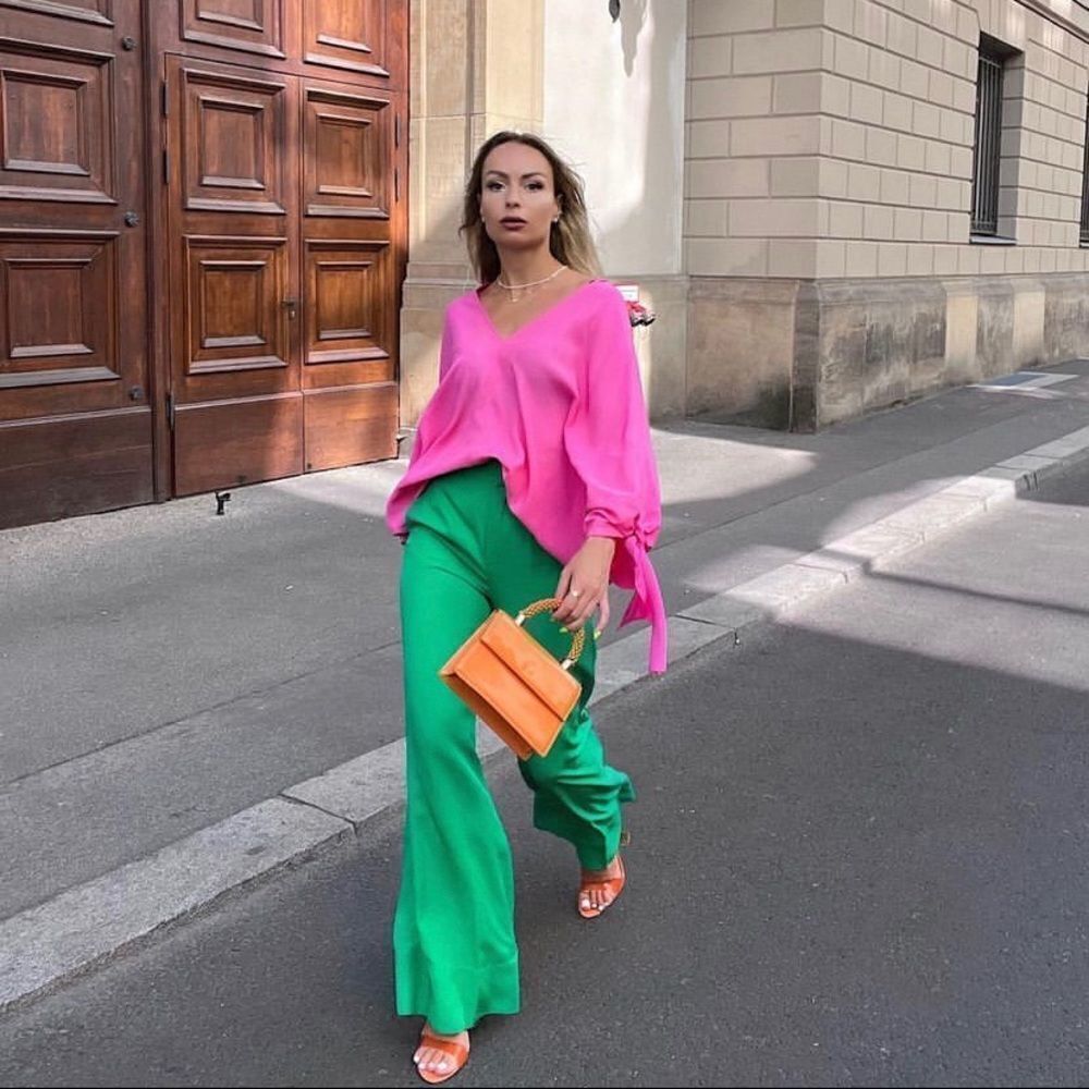 ZARA Flowy Blouse Top Ties New pink Barbiecore Barbie Core - Picture 5 of 11